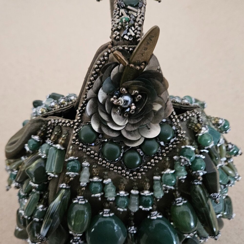 RARE VINTAGE MARY FRANCES BEADED JEWELED EVENING BAG HANDBAG TOP HANDLE PURSE - Picture 7 of 16